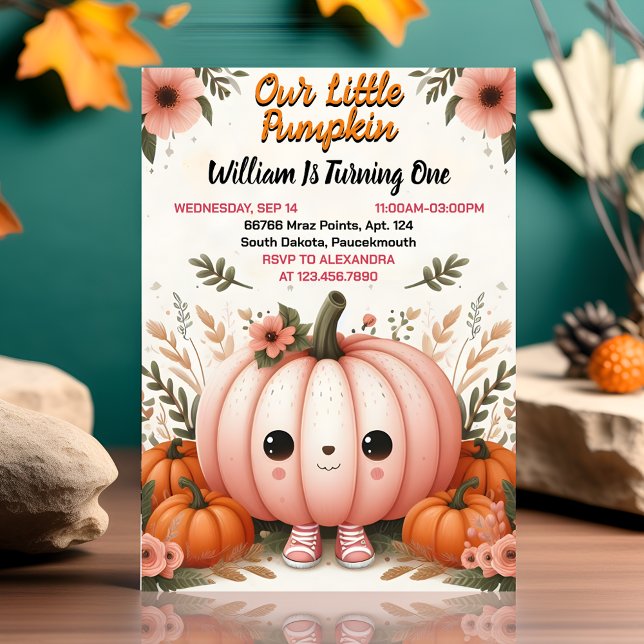 Secure Farm Kids Our Little Pumpkin Is Turning One Invitation (Creator Uploaded)