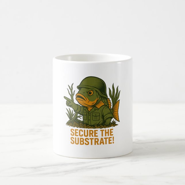 Secure the Substrate – Funny Cichlid Military Fish Coffee Mug (Center)