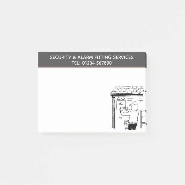 Security & Alarm Fitting Services to Personalise Post-it Notes (Front)