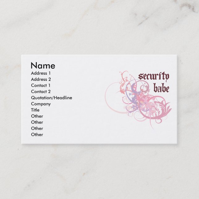 Security Babe Business Card (Front)