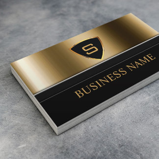 Security Bodyguard Gold Shield Monogram Modern Business Card