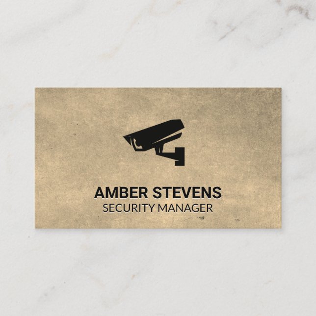 Security Camera Icon | Texture Background Business Card (Front)