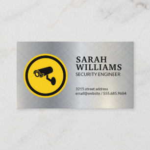 Security Camera Logo   Metallic Texture Business Card