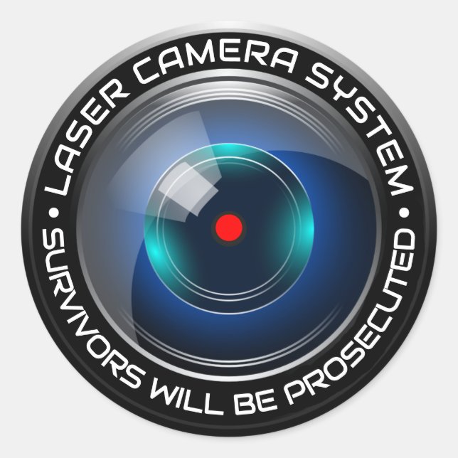 Security Camera Surveillance Laser System Home Car Classic Round Sticker (Front)