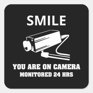Security Camera Warning Square Sticker