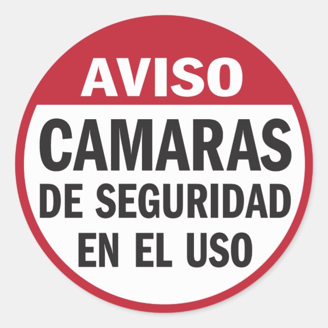Security Cameras in Use Aviso in Spanish Classic Round Sticker (Front)