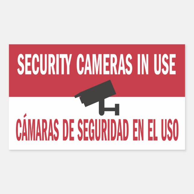 Security Cameras in Use Bilingual Spanish English Rectangular Sticker (Front)
