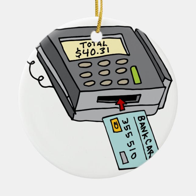 Security Chip Credit Card Machine Ceramic Tree Decoration (Front)