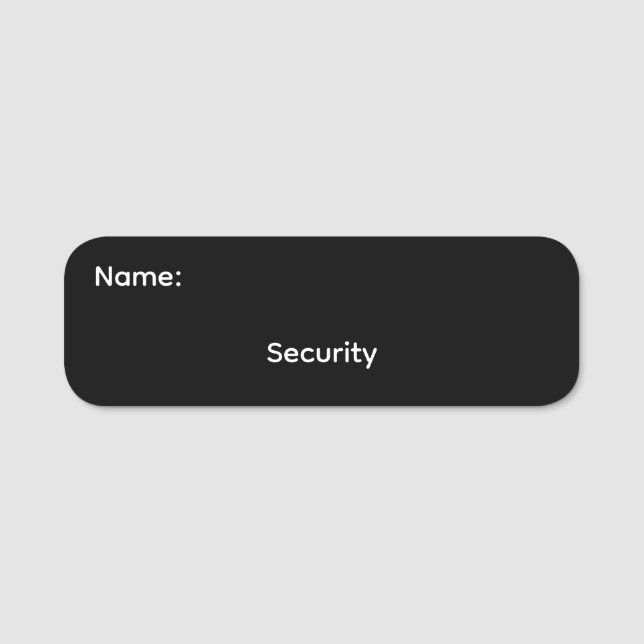 Security Classic Name Tag Pinback (Front)