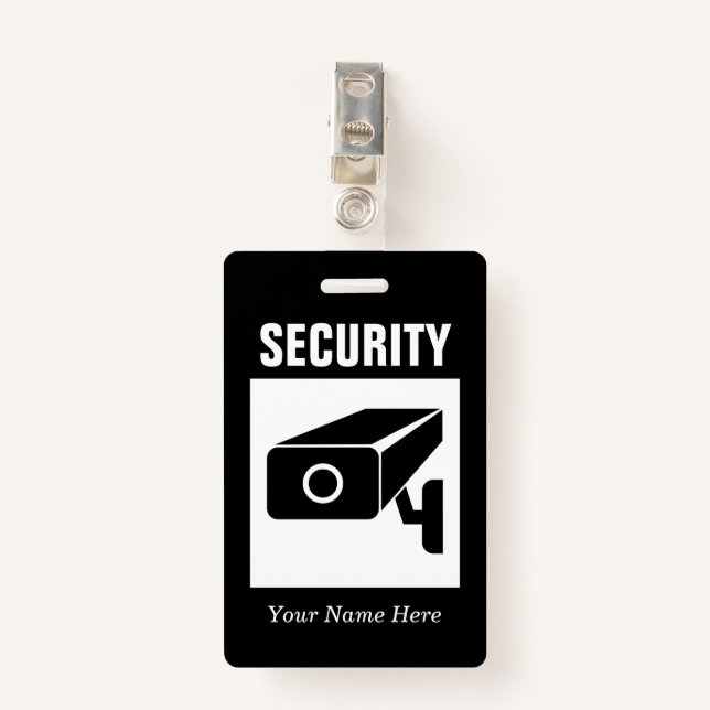 Security company name badge with CCTV camera logo ID Badge (Front with Clip)