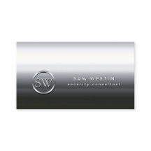 Security Consultant Chrome Monogram Business Card