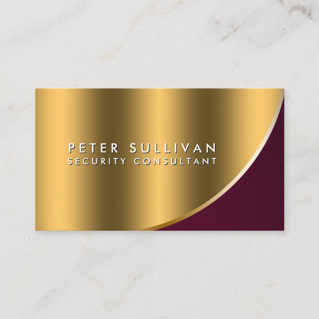 Security Consultant Special Skills Gold Curve Business Card (Front)