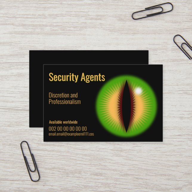 Security Green Eye of a dragon Business Card (Front/Back In Situ)