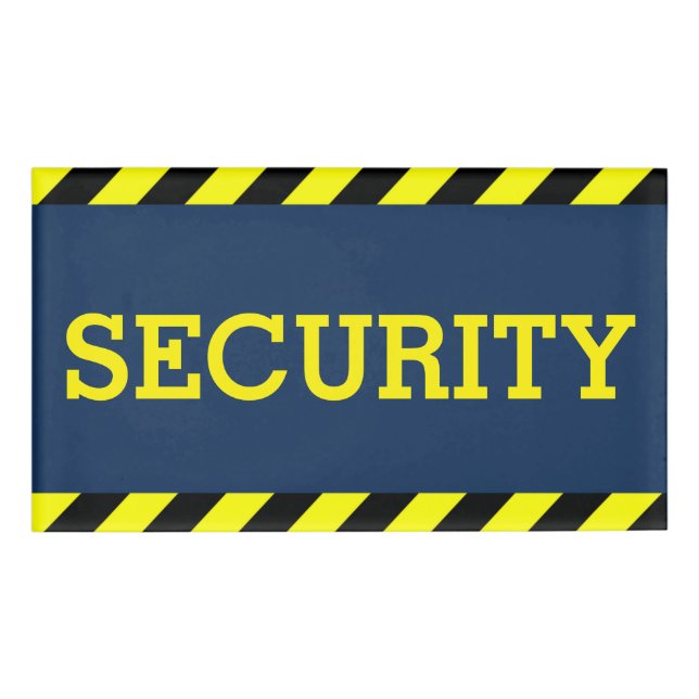Security Guard Bright Yellow on Blue Name Tag (Front)