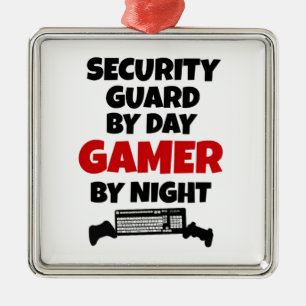 Security Guard by Day Gamer by Night Metal Tree Decoration