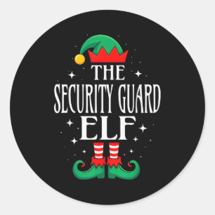 Security Guard Elf Job Title Funny Christmas Match Classic Round Sticker