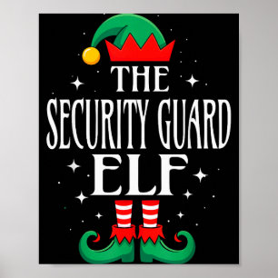 Security Guard Elf Job Title Funny Christmas Match Poster