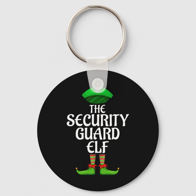 Security Guard Elf Matching Family Group Christmas Key Ring (Front)