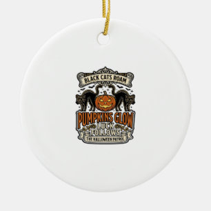 Security Guard Halloween Shirt with Black Cats & P Ceramic Tree Decoration