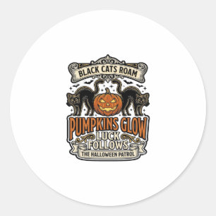 Security Guard Halloween Shirt with Black Cats & P Classic Round Sticker