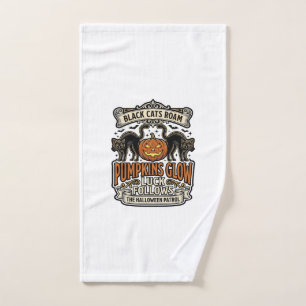 Security Guard Halloween Shirt with Black Cats & P Hand Towel