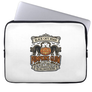 Security Guard Halloween Shirt with Black Cats & P Laptop Sleeve
