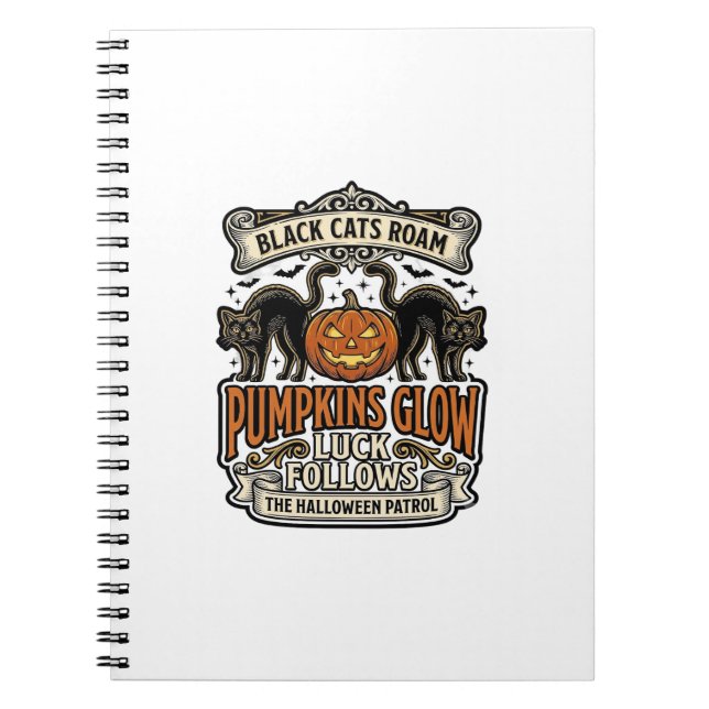 Security Guard Halloween Shirt with Black Cats & P Notebook (Front)