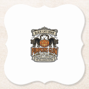 Security Guard Halloween Shirt with Black Cats & P Paper Coaster