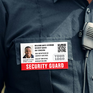 Security Guard ID Photo Name Logo QR Red Name Tag