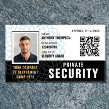 Security Guard ID Photo Name QR Black Tag Badge