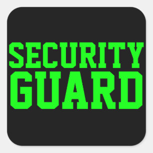 Security Guard Neon Green Square Sticker