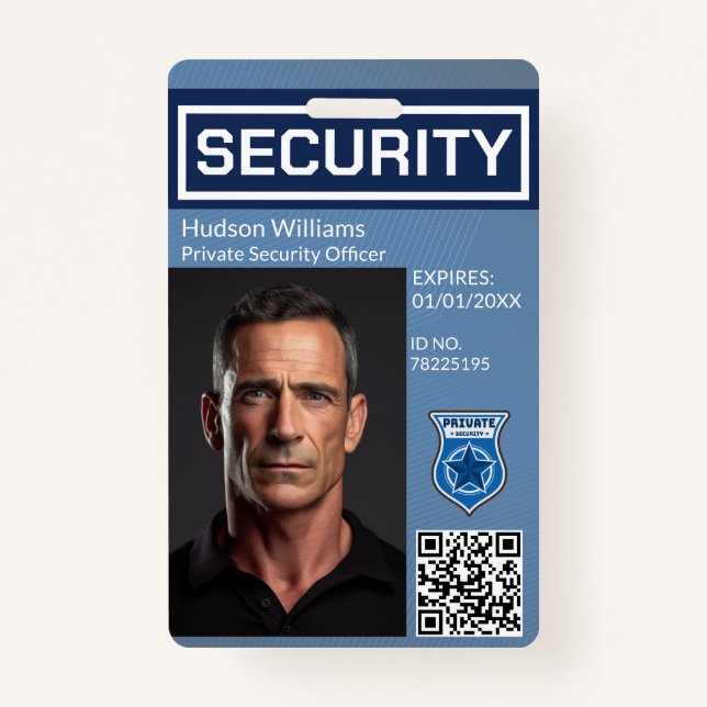 Security Guard Photo ID Badge | Custom Work ID (Front)