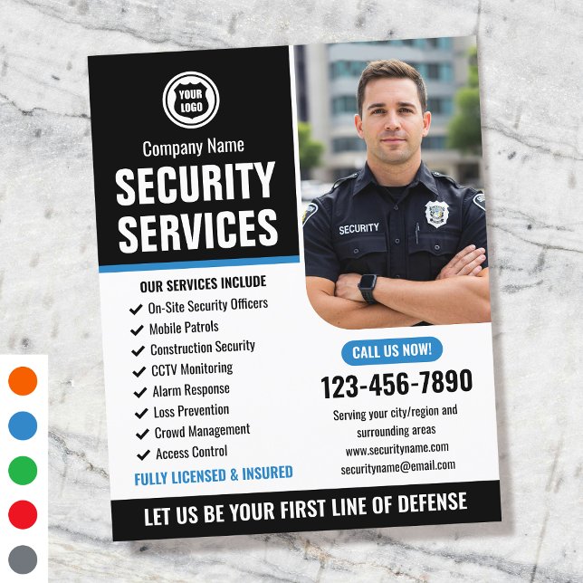 Security Guard Services Company Logo Blue Custom Flyer (Creator Uploaded)