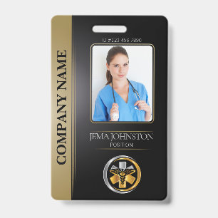 Security ID Employee Photo QR Code Black & Silver Badge