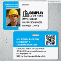 Security ID Photo Logo QR Code Blue Employee