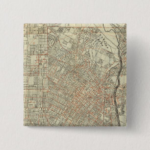 Security map and Street Railways in Los Angeles 15 Cm Square Badge