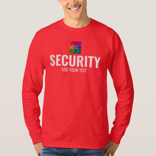 Security Member Staff Mens Red Template Modern T-Shirt (Front)