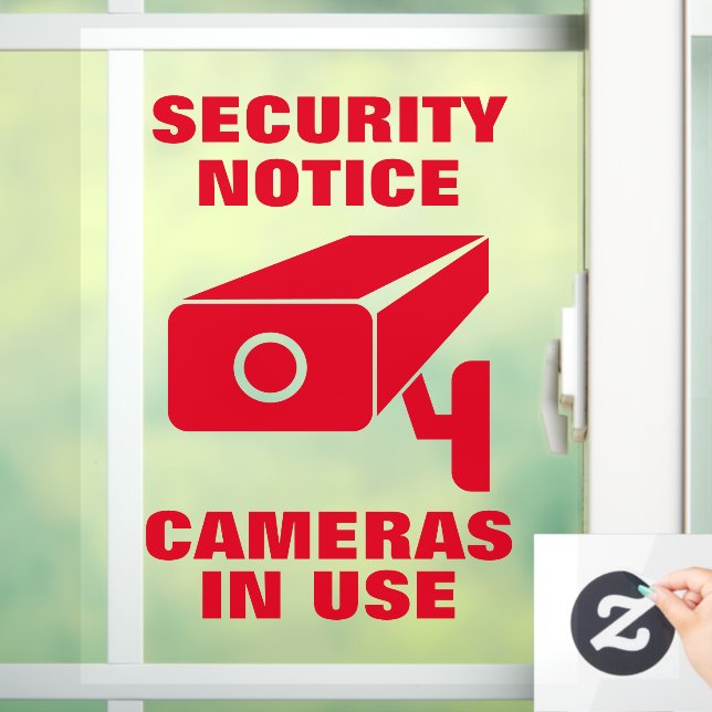 Security notice cameras in use general warning window cling (Home)