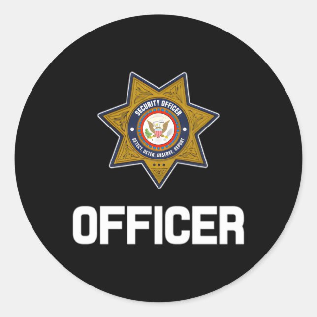 Security Officer Enforcet Badge Police Guards Unif Classic Round Sticker (Front)