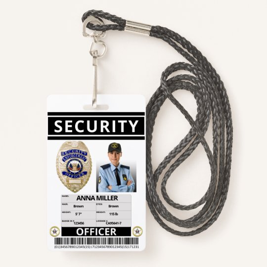 Security Officer Guard ID Badge Zazzle.co.uk