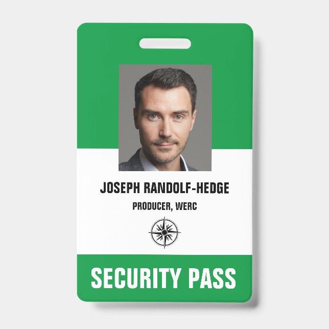 SECURITY PASS - Photo I.D. Badge ID Badge (Front)
