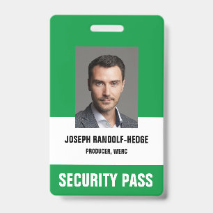 SECURITY PASS - Vertical Photo I.D. Badge ID Badge
