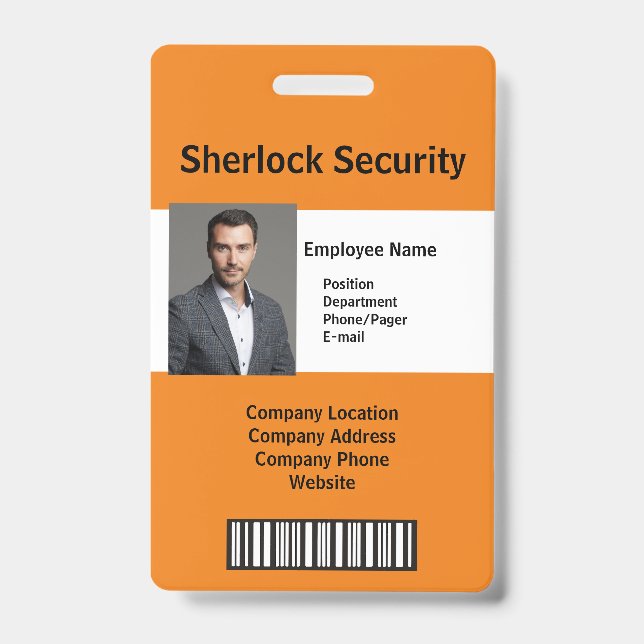 Security Photo ID Badge with Security Code (Front)