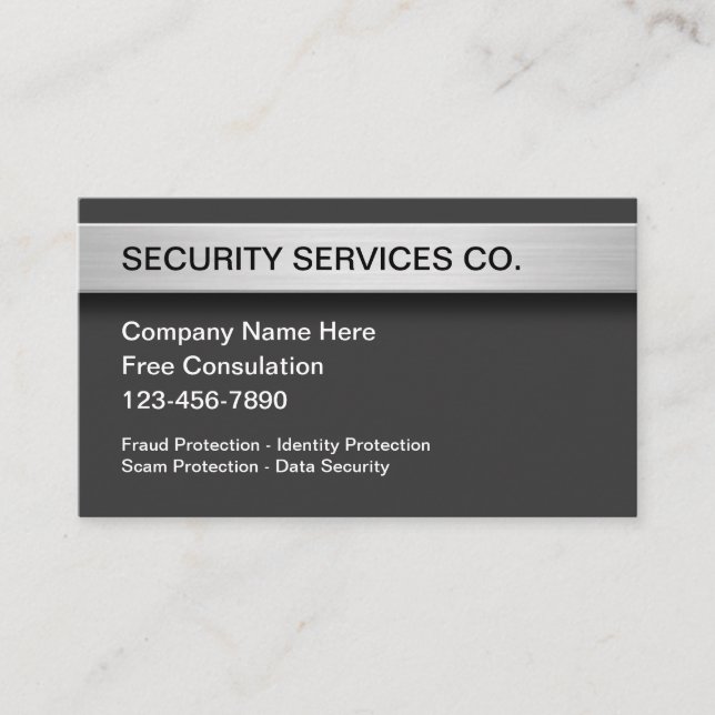 Security Protection And Services Business Card (Front)
