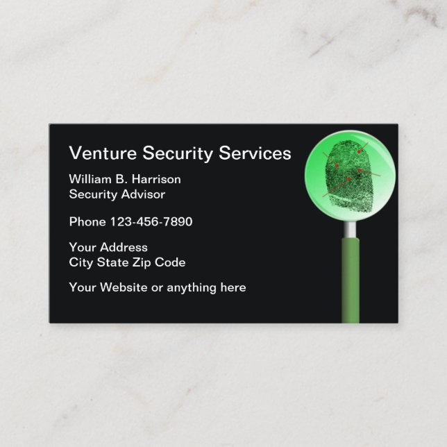 Security Protection Services Business Card (Front)