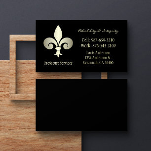 Security Service Fleur de Lis Gold Business Card