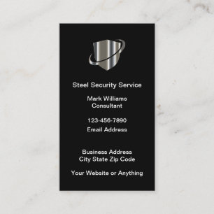 Security Service Metallic Shield Business Cards