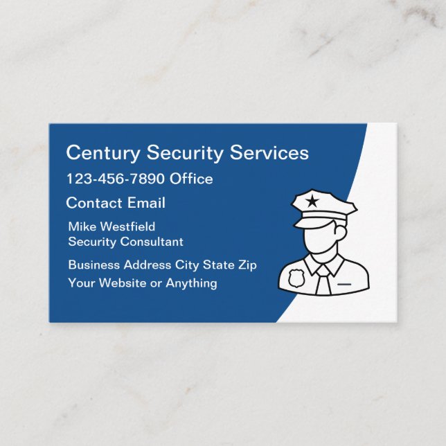 Security Services Modern Simple  Business Card (Front)