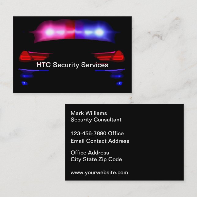 Security Services Police Car Theme Business Card (Front/Back)