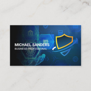 Security Shield Logo   Tech Finance Background Business Card